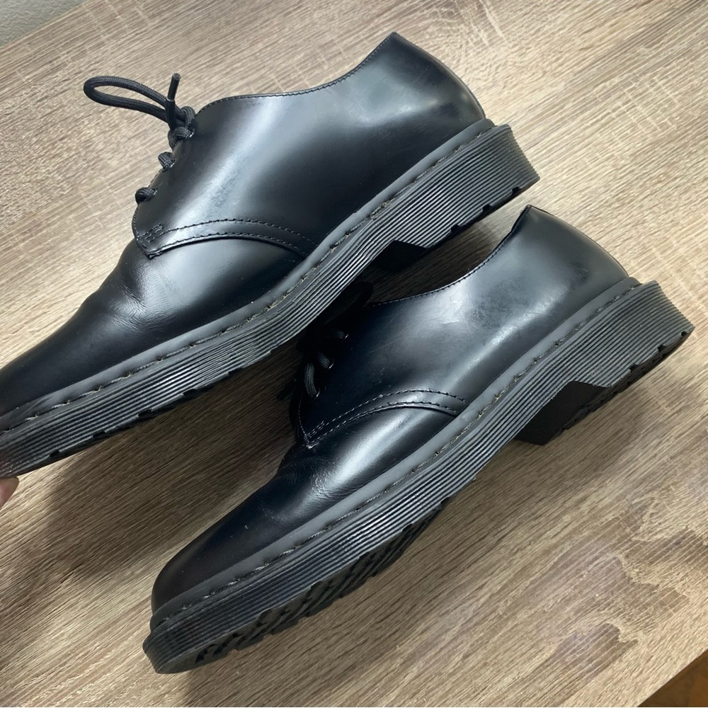 DR. MARTENS 14345 OXFORD SHOES UNISEX ALL BLACK SMOOTH SIZE 9 WOMEN'S/ 8 MEN'S